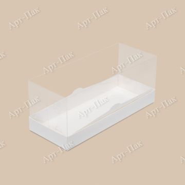 Коробка для рулета с прозр пласт крышкой 300х120х100мм белая 1/50
