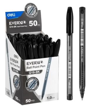 Ручка шариковая черная узел 1мм Deli EQ19-BK 1/50