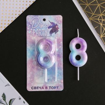 Свеча для торта Disco Party Цифра 8 1/600