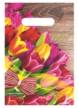 Пакет с вырубной ручкой (20х30)-30 Тюльпаны с бантом Нео-Пак 100/3000 