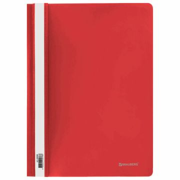 Папка скоросшиватель с прозр верхн лист BRAUBERG А4 красный 1/25/400