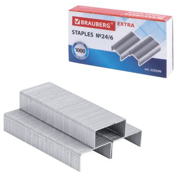 Скобы №24/6 1000шт до 30л цинковое покрытие EXTRA BRAUBERG 20/400