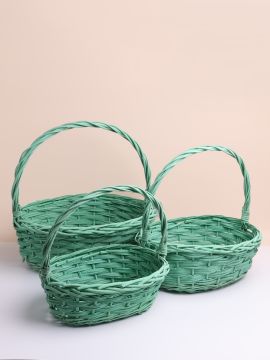 Корзина плетеная 25х19.5х10см зеленый светлый ива S 1/1