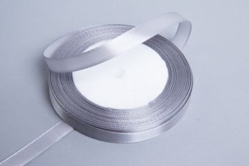 Лента атласная 10мм 25м серая 1/10