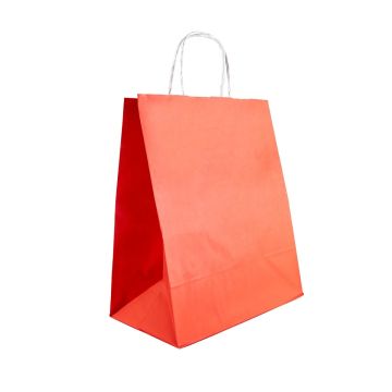 Пакет бумажный крафт КРАСНЫЙ с кручеными ручками 240х140х280  300/300