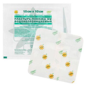 Послеоперационная пластырь-повязка LEIKO 10х10см на нетканой основе со впитывающ прокл 1/50 