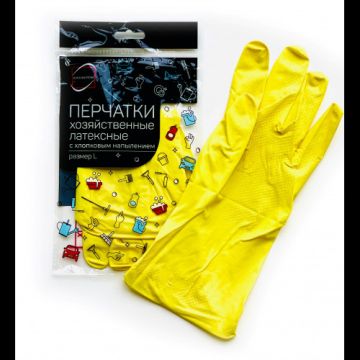 Резиновые перчатки с х/б напыл латекс хозяйств КП ХL 38гр 1/240
