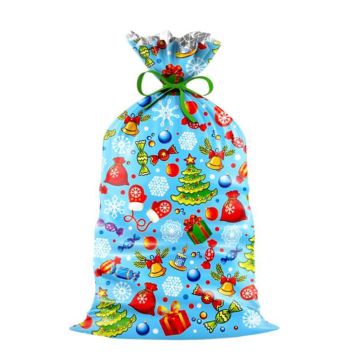 НГ Пакет подарочный (25х40) полипропилен мет+рис Конфеты 100/2000 