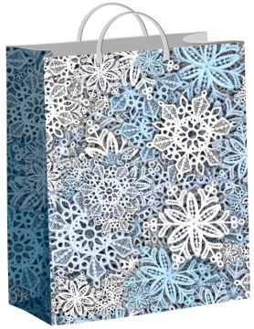 НГ Сумка пластиковая (30х40)-140 Кружевные снежинки Тико 1/40