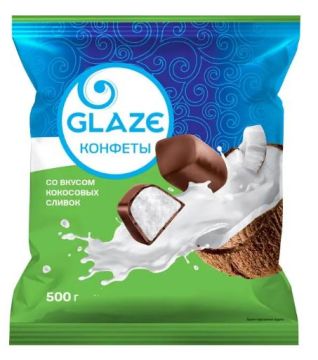Продукты, Яшкино Конфеты Глэйс со вкусом кокосовых сливок 500г 1/10