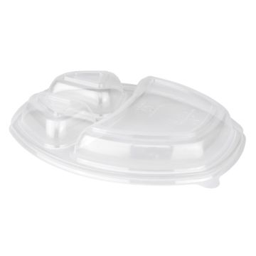 Крышка для ланч-бокса ПП 257х202х25 СпК-257К-3 овальная 3-секц.  прозрачная ПолиЭр 30/300