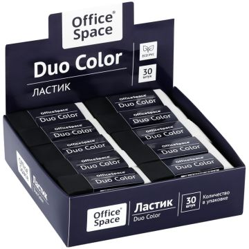 Ластик 59х21х10мм прямоуголный ECO-ПВХ Duo Color OfficeSpace 1/30/900