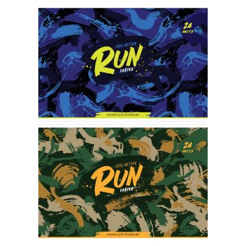 Альбом для рисования 24л А4  на скрепке эконом ArtSpace Military 1/6/60