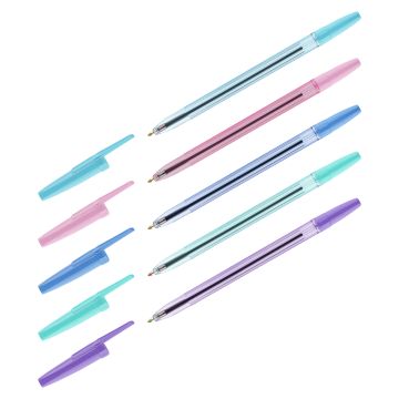 Ручка шариковая синяя 1мм пастель микс СТАММ Оптима 1/50