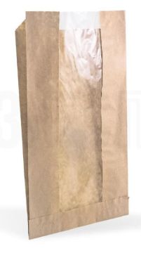 Пакет бумажный крафт 140х60х250 ОДП 40гр/м с окном 2000/2000 