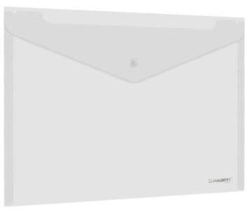 Папка-конверт с кнопкой А4 до 100л прозрачная 0,15мм BRAUBERG UNIVERSAL 1/12/360