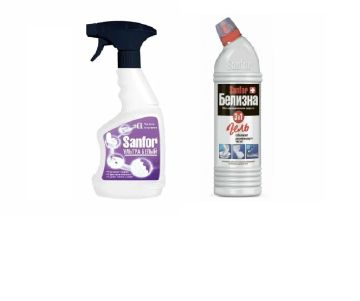 Набор SANFOR Спрей ультра белый 500мл.+SANFOR отбеливатель Белизна 500мл 1/6 