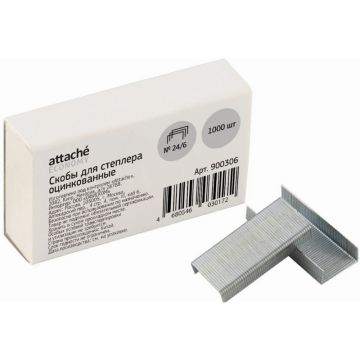 Скобы №24/6 1000шт оцинкованные Attache Economy 1/10/500
