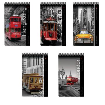 Блокнот 40л А5 клетка гребень обложка ламинированный картон Города 1/25