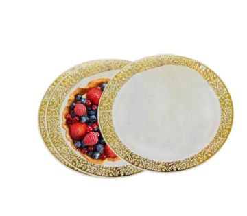 Тарелка пластиковая d-230 белая с золотой ажурной волной Complement (6шт) 1/20