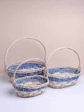 Корзина плетеная 32х26х30см белый/голубой плетеная ива S 1/1