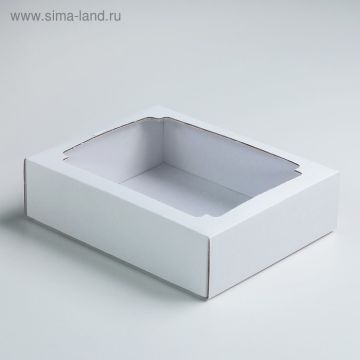 Коробка с окном 180х150х50мм микрогофрокартон белая 5/250