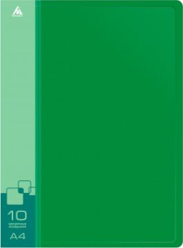 Папка 10 вклад торц карман с бум встав зеленая 0,60мм 1/45
