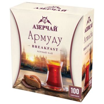 Продукты, Чай Азерчай Армуду Breakfast  черный 1,6гх100пак. 1/12