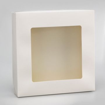 Коробка с окном 200х200х40мм картонная белая 1/20/660