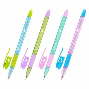 Ручка шариковая синяя масляная ассорти BRAUBERG GLASSY 1/12