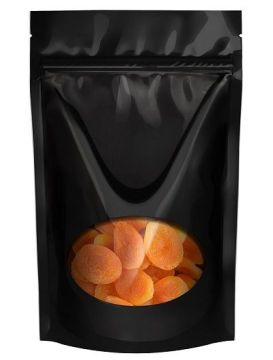 Пакет Zip-Lock Дой-Пак черный (16,0х21,0)+ (4,0+4,0) с овальным окном 60х135мм 50/200