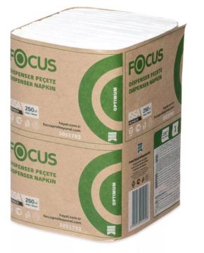 Салфетки бумажные для диспенсеров 1сл 250л белые 18х24 ФОКУС (N2) 1/18 