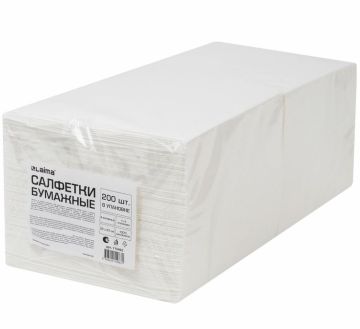Салфетки бумажные 2сл 33х33 бел 200шт/уп 1/4 сложение LAIMA 1/6