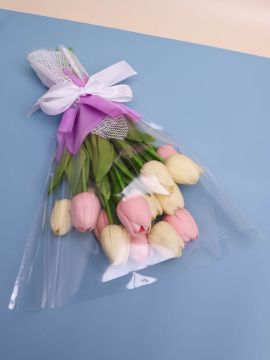 Пакет для цветов п/п конус Сюрприз белый/сиреневый 35х40 1/50