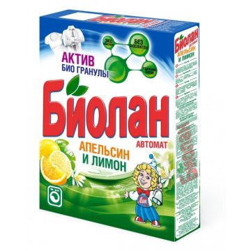 Порошок стиральный Биолан 350г Апельсин и лимон автомат 1/24