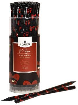 Карандаш ч/гр НВ заточенный трехгранный LOREX V-TYPE BLACK WOOD HEART GLIMPSE 1/48/576