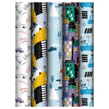 Бумага подарочная крафт 70х100см 80г/м ассорти Cars 1/50