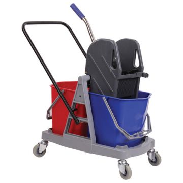 Тележка уборочная BRABIX 2 съемных ведра 17л мех. отжим корзина поддон 2 лотка 1/1