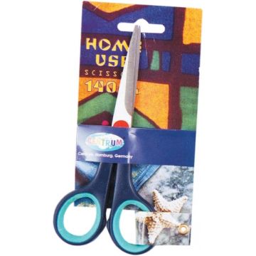 Ножницы 140мм метал сине-зелен вставки европодвес Home Use Centrum 1/12/480