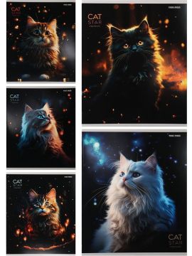 Тетрадь 48л А5 клетка скоба Котики и огоньки Проф-пресс 5/100