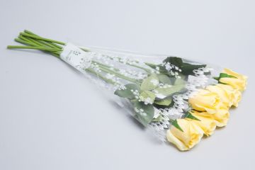 Пакет для цветов Рюмка Мелодия рисунок белые цветочки  30х40 1/50