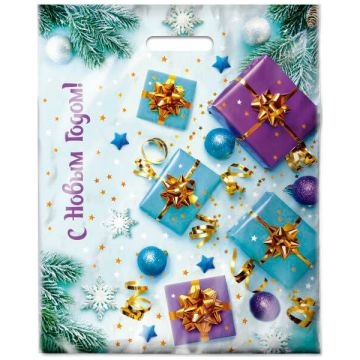 НГ Пакет с вырубной ручкой (38х47)-60 Подарки 50/500