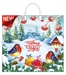 НГ Пакет с пластмассовыми ручками (37х34)-80 Птичья трель 10/100