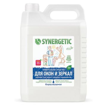 Средство для мытья стекол и зеркал канистра 5л антибактер SYNERGETIC 1/4