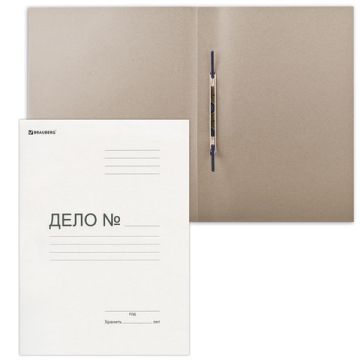 Скоросшиватель картон белый BRAUBERG, гарант. пл. 400 г/м2, до 200л 1/150