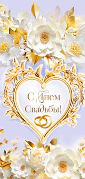 Конверт для денег 16,5х8см С Днем Свадьбы ! 90-1457 10/10