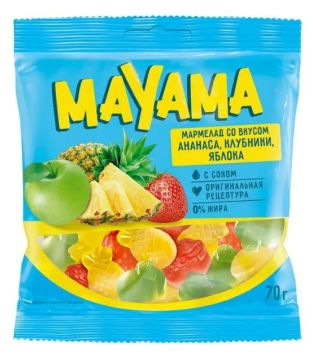 Продукты Mayama мармелад жевательный в форме ягод и фруктов 70 г 1/50