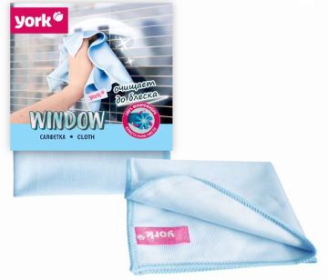 Салфетка микрофибра (30х30) для стекол и зеркал York 1/40