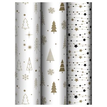 НГ Бумага подарочная 70х100см 80 г/м2 глянц MESHU Gold NY pattern 1/51