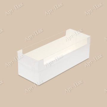Коробка для рулета с прозр пласт крышкой 300х110х100мм белая 50/150